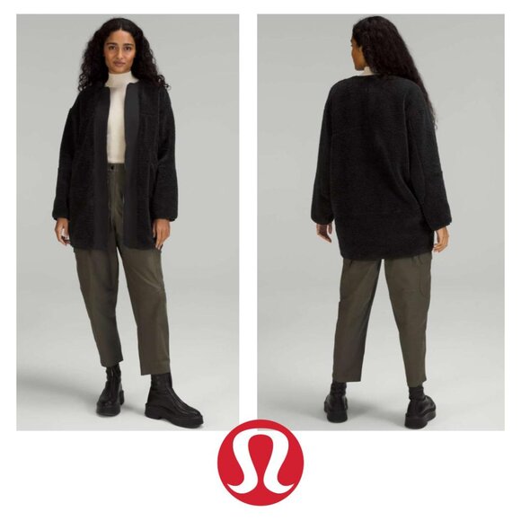 LULULEMON ATHLETICA Collarless Textured Fleece Full Zip Black 8 LL-10 - Picture 1 of 7